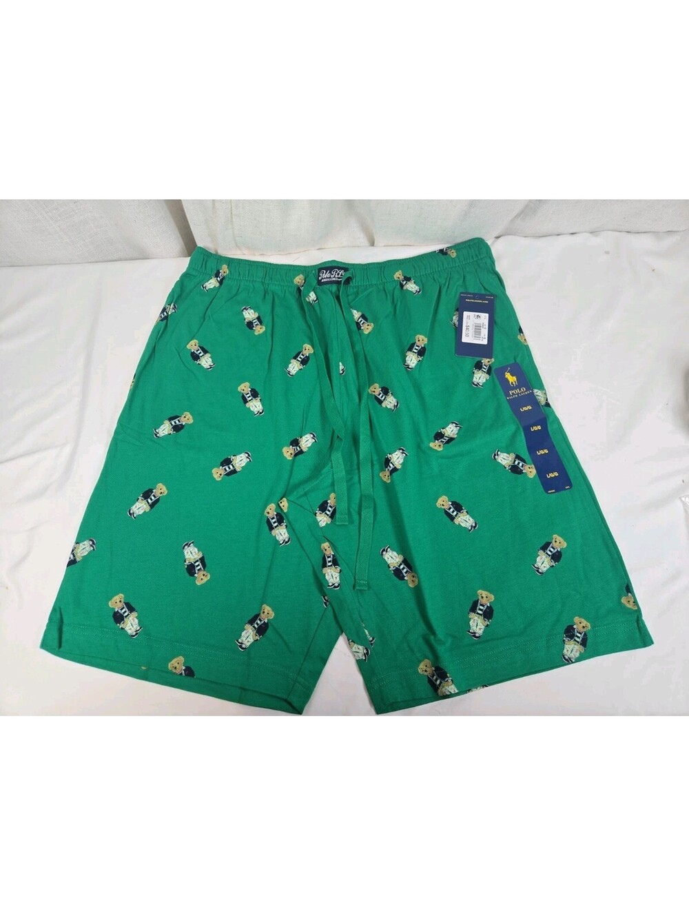 Polo Ralph Lauren Men's Green Polo Bear Graphic Jersey Sleep Shorts Large